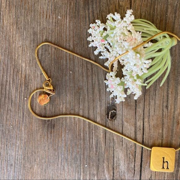 💍RUSTIC CUFF KATE FORTY EIGHT GOLD COLOR NECKLACE w/ initial “h”. ECU! - Picture 3 of 9